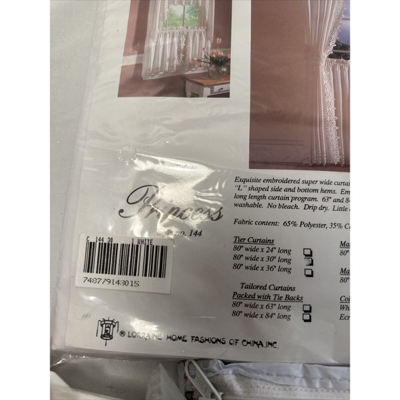 3 New White Lace 1 Tier Curtains 80” Wide 30” Long 2 Tailored Curtains 84” Long - Picture 3 of 6